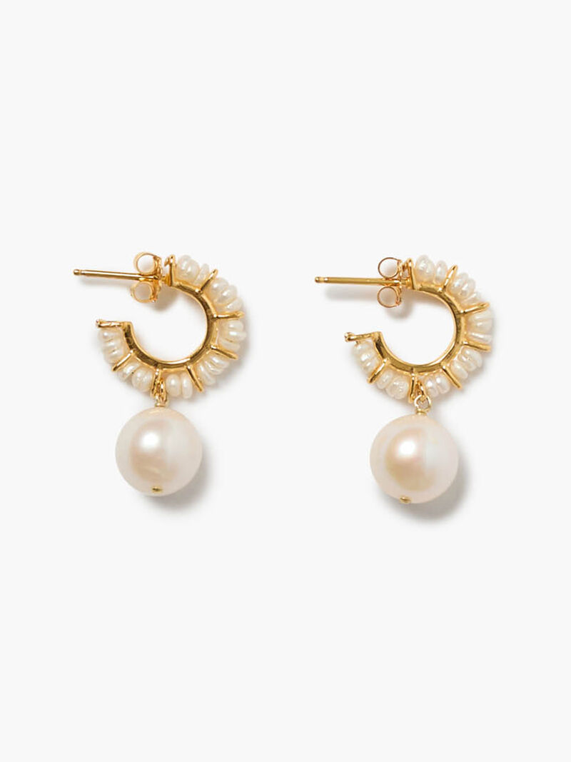 Woman Wears Chan Luu - Gold And Pearl Detail Hoops image number 0