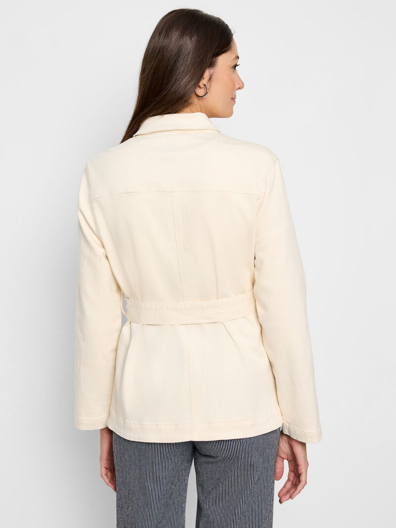 Woman Wears Stretch Denim Utility Jacket image number 3