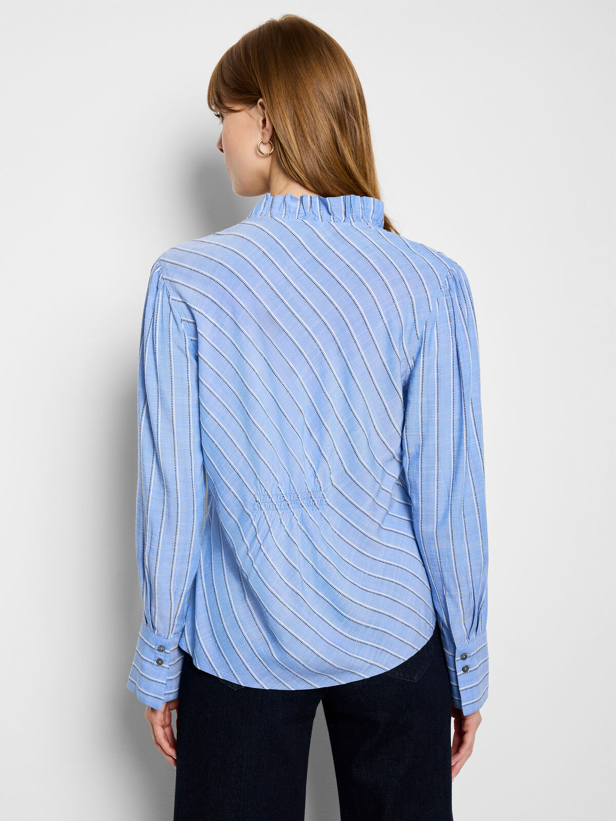 Striped Ruffled Around Top