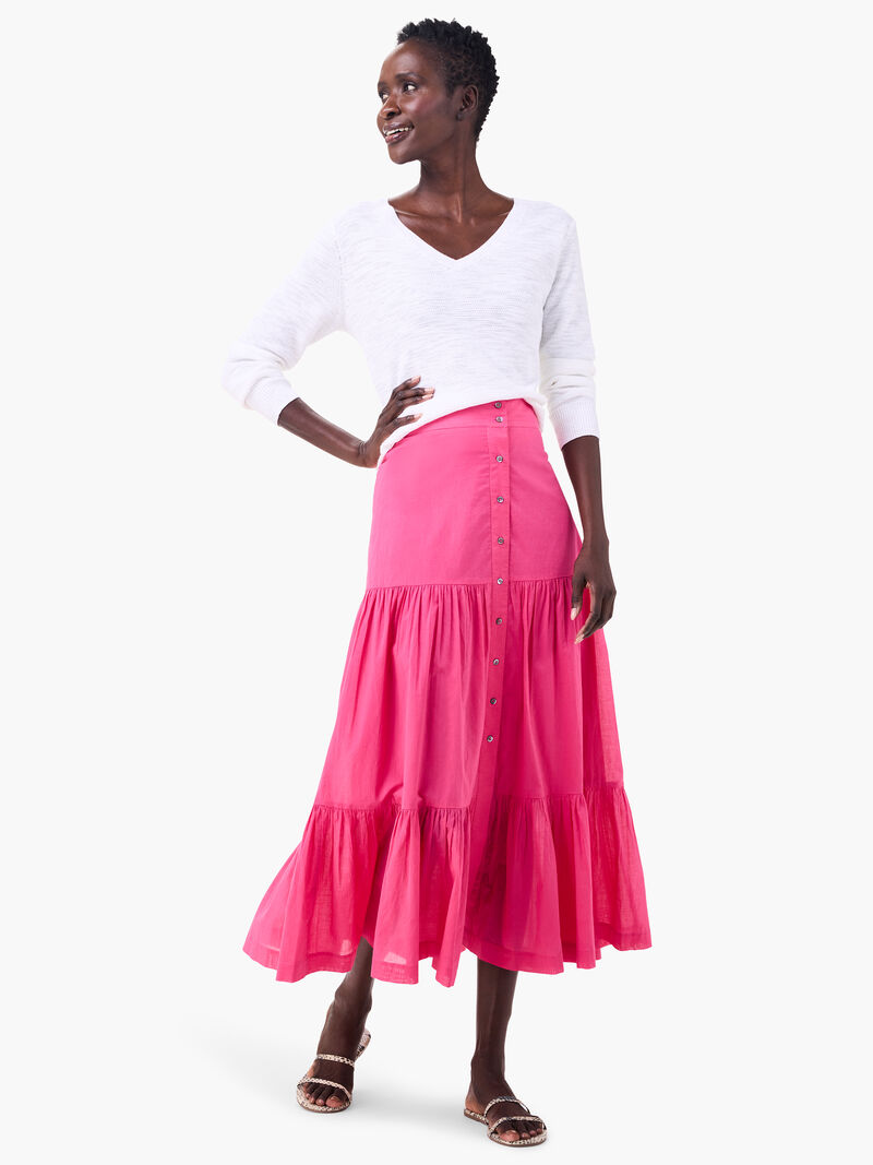Woman Wears Cotton Tiered Skirt image number 1