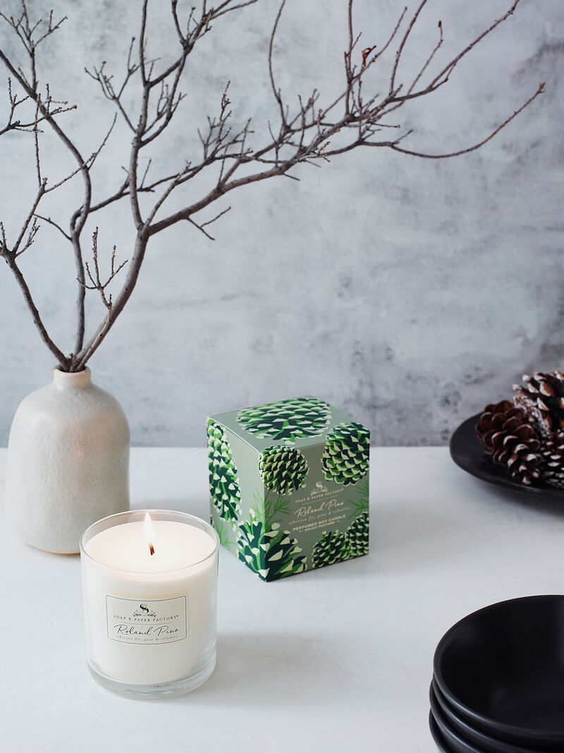 Woman Wears SP Factory - Roland Pine 9.5 Oz Large Soy Candle image number 1