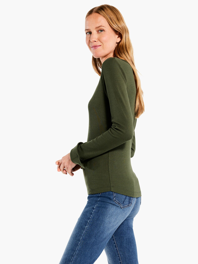Woman Wears Perfect Rib Knit Cuffed Top image number 1