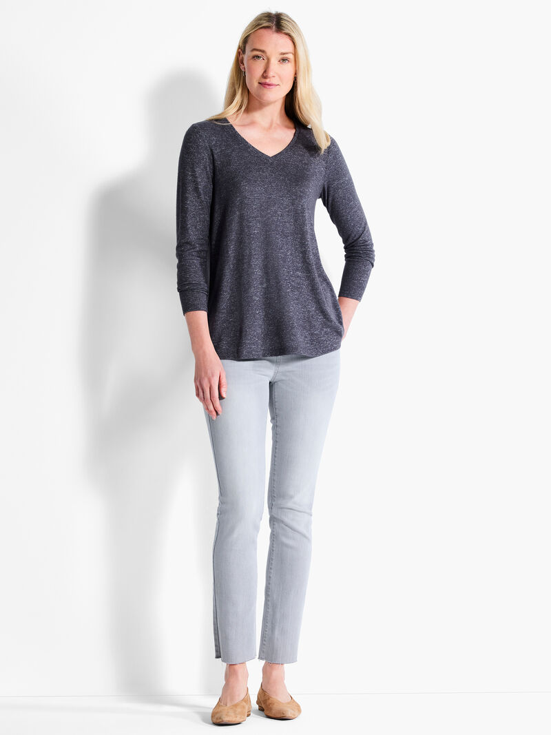 Woman Wears NZT Sweet Dreams Long Sleeve V Tee image number 1