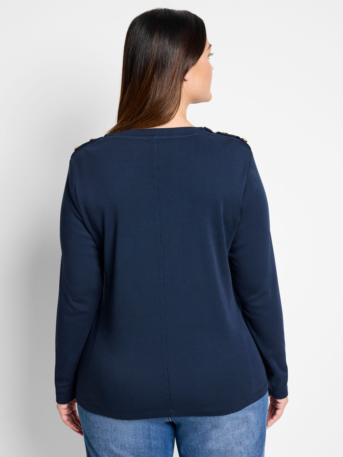 NZT Long Sleeve Button Shoulder Top