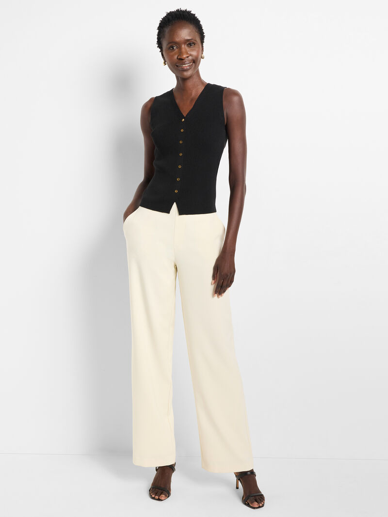 Woman Wears 31" Stretch Knit Suiting Lenox Wide-Leg Pant image number 3