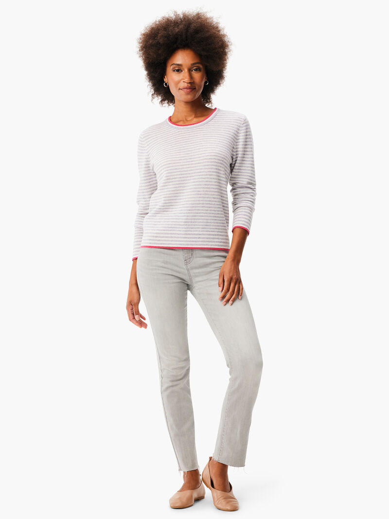 Woman Wears Easy Stripe Cashmere Sweater image number 1