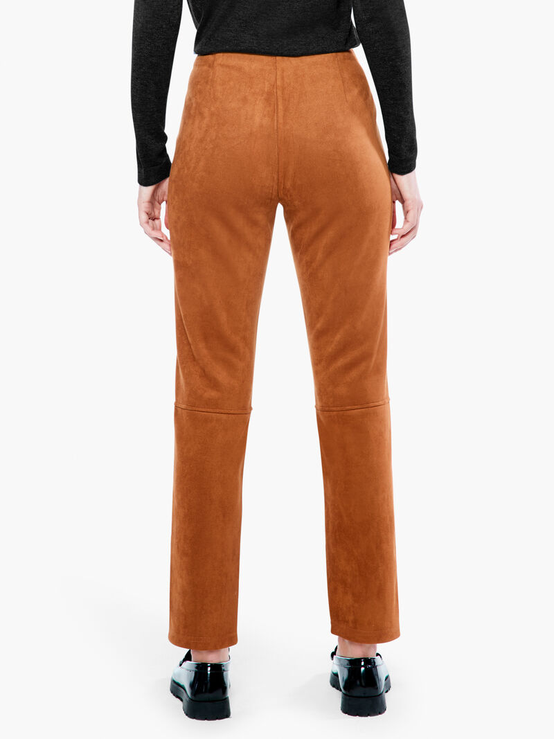 Woman Wears Seams Suede Slim Pant image number 2