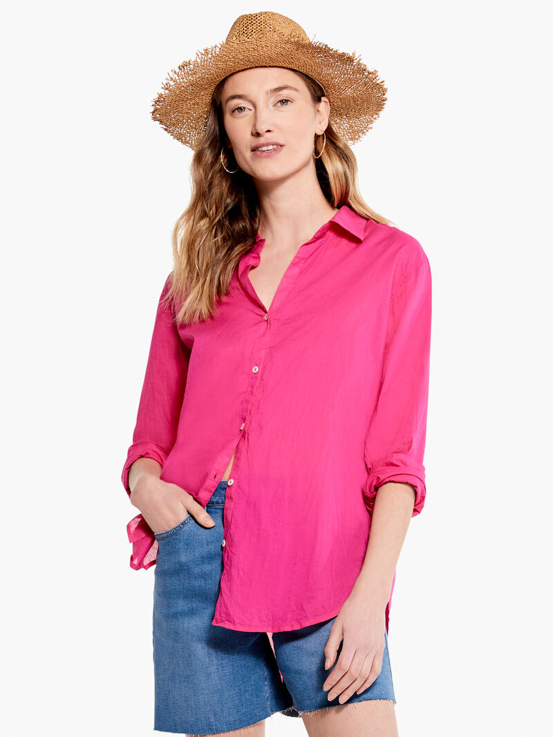 Woman Wears Cotton Boyfriend Shirt image number 1