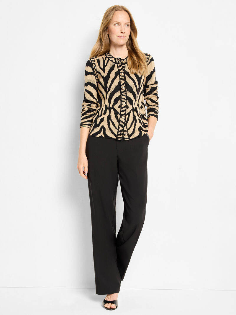 Woman Wears Animal Jacquard Cardigan image number 2