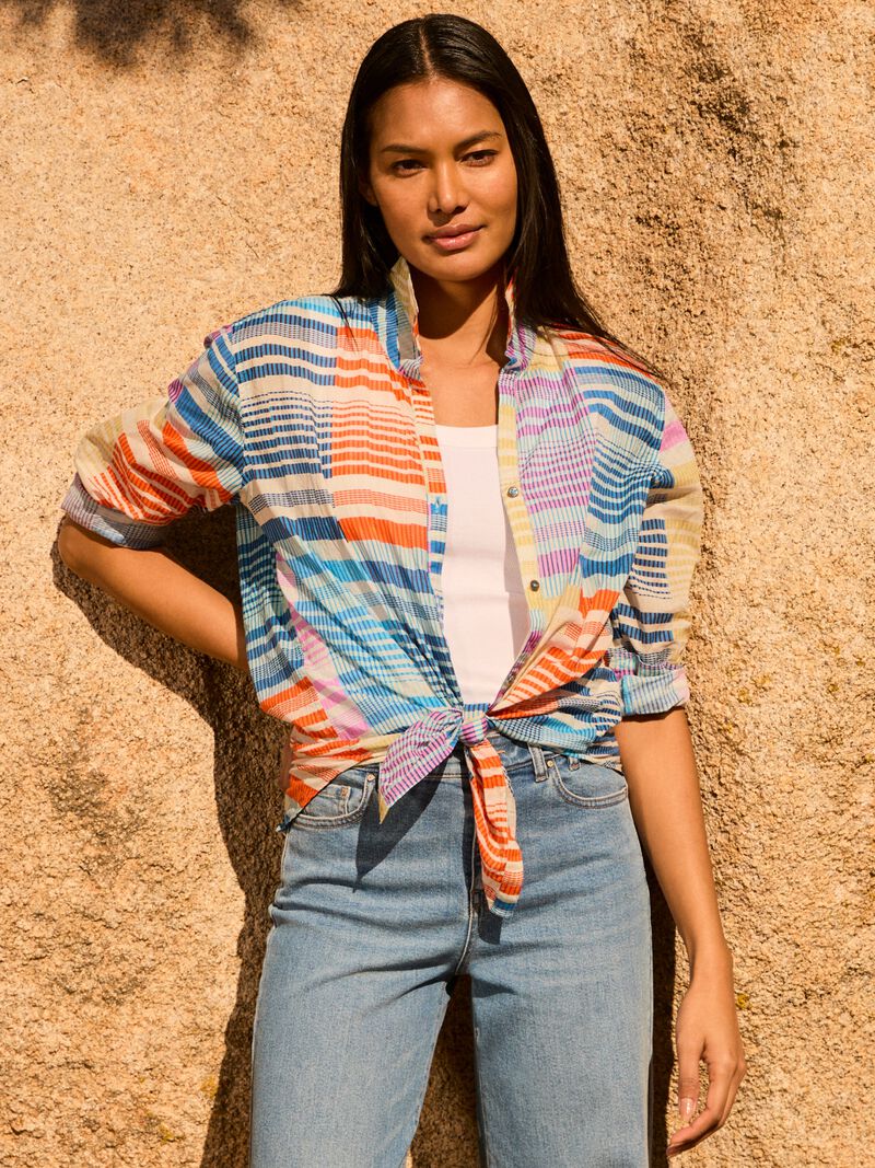 Sunset Stripe Cotton Boyfriend Shirt