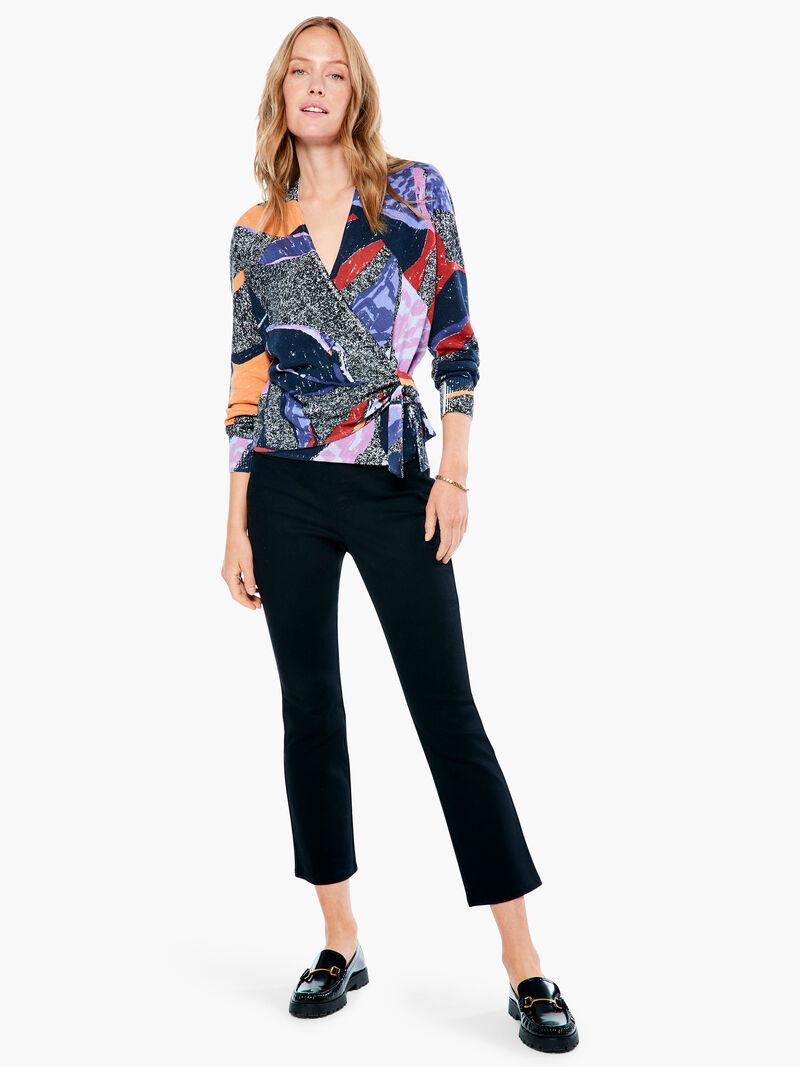Woman Wears Falling Petals Vital Wrap Sweater image number 4