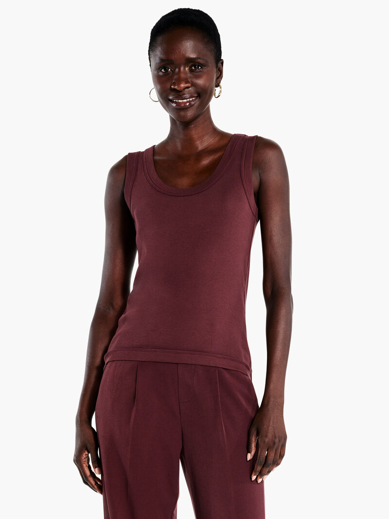 Woman Wears Perfect Knit Rib Scoop Tank image number 0