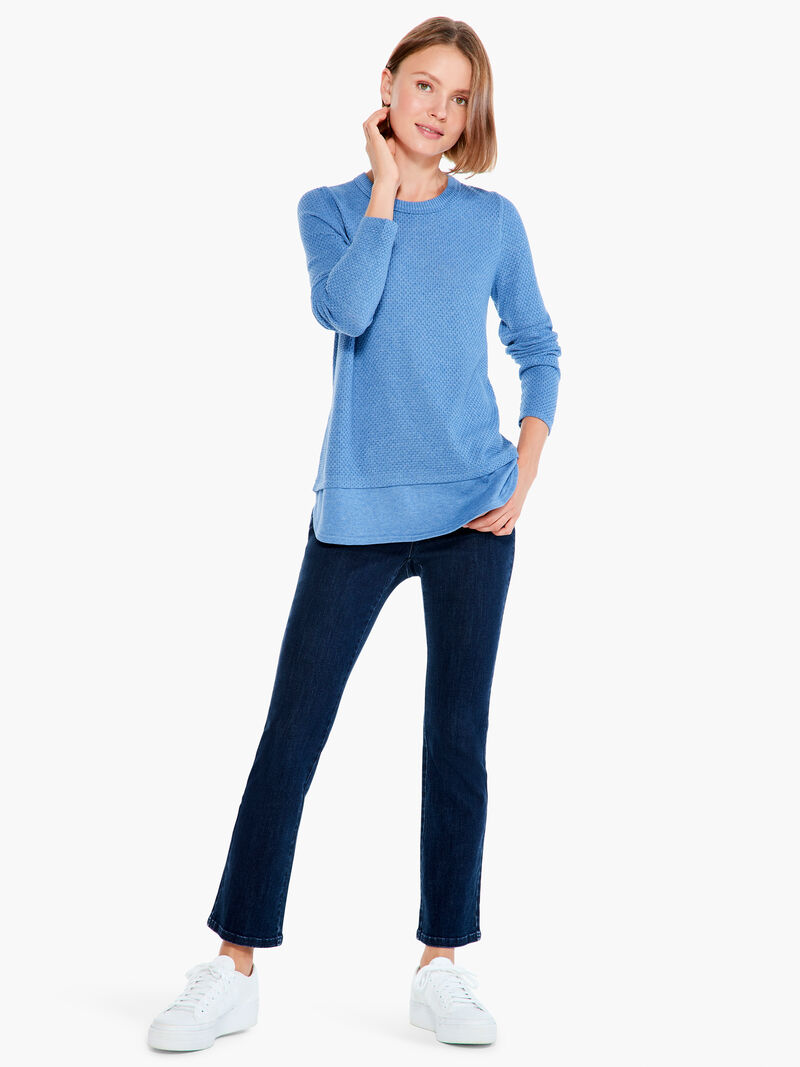 Woman Wears Waffle Vital Crew Neck Sweater image number 3