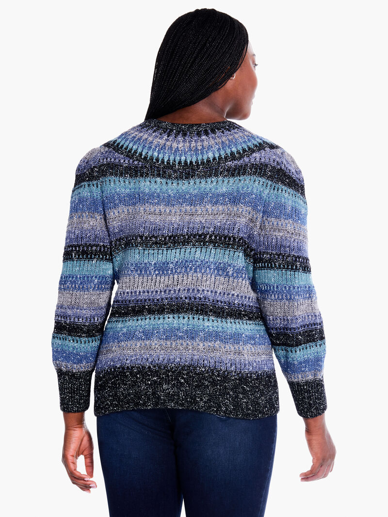 Woman Wears Sapphire Stripes Sweater image number 2