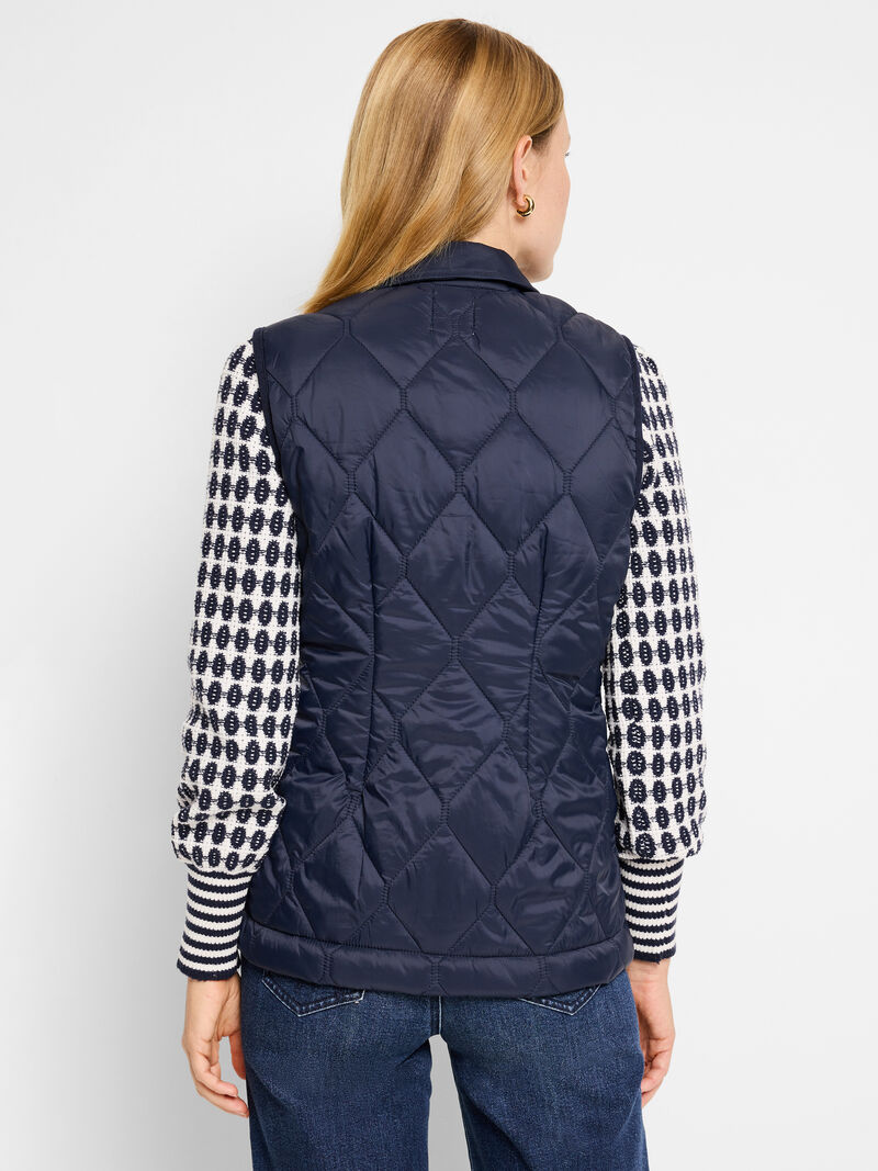 Woman Wears Knit Trim Puffer Vest image number 3