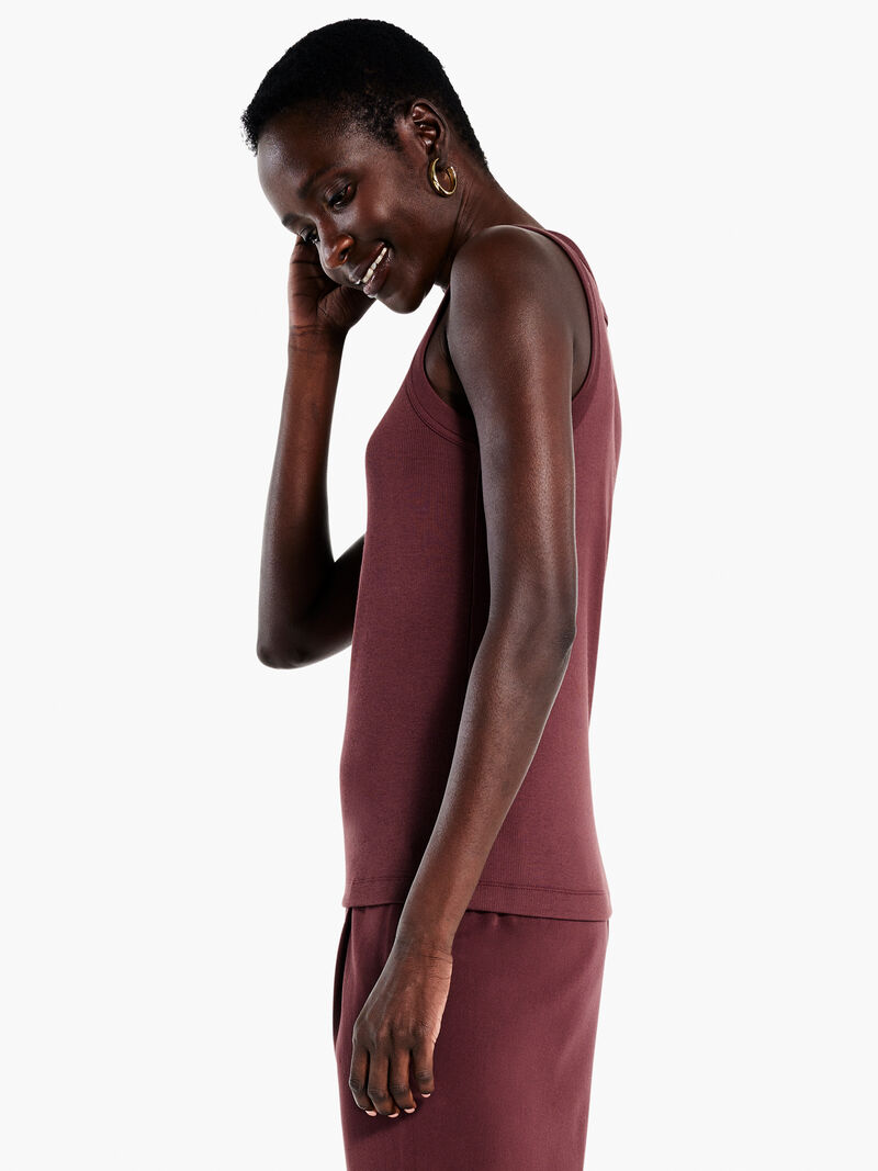 Woman Wears Perfect Knit Rib Scoop Tank image number 1