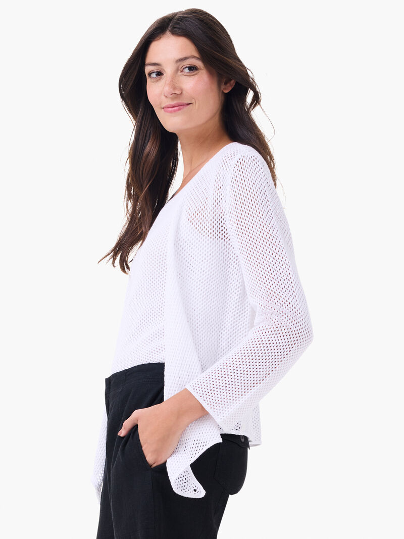Woman Wears Mesh 4-Way Cardigan image number 2