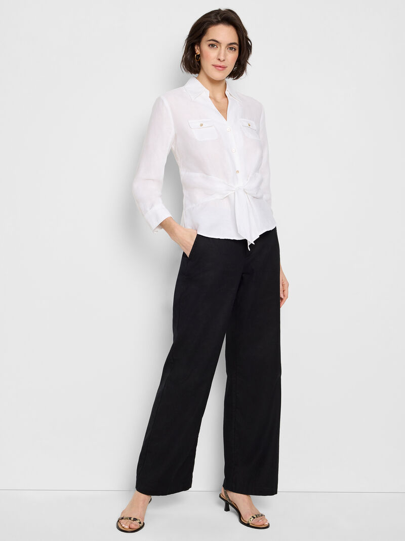 Woman Wears Iconic Tie Front Shirt image number 2