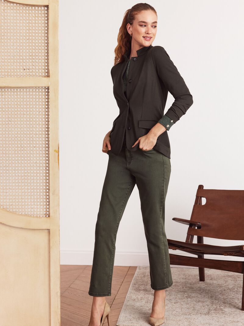 Woman Wears Drapey Ponte Blazer image number 5