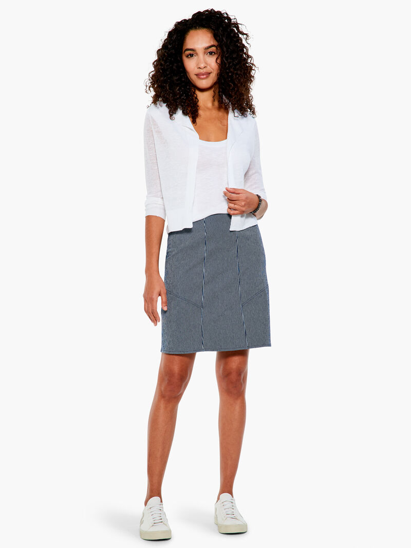 Woman Wears Railroad Stripe Seams To Be Skirt image number 0