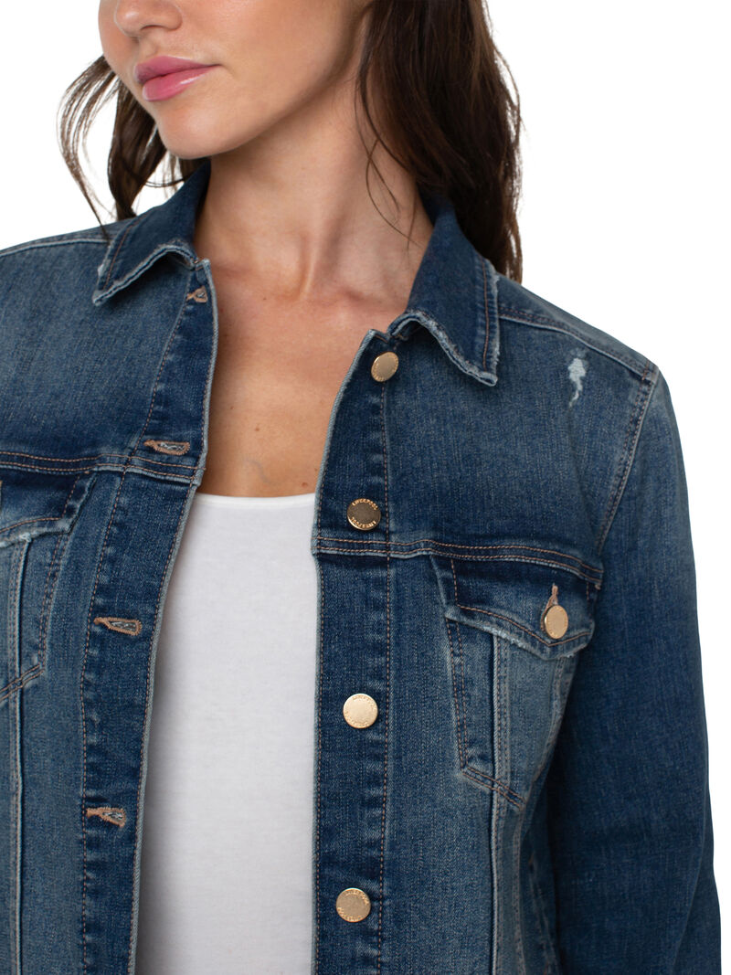 Woman Wears Liverpool - Classic Jean Jacket image number 3