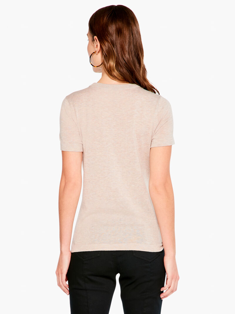 Woman Wears Crew Neck Short Sleeve Sweater Tee image number 2