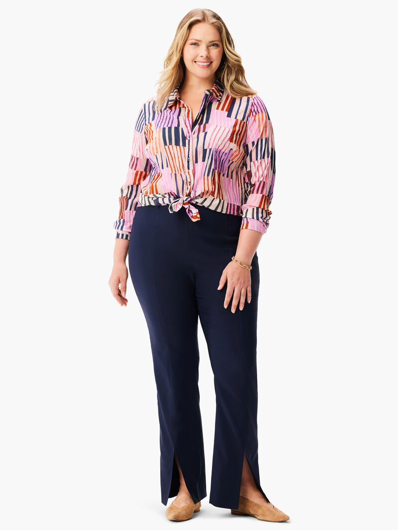 Woman Wears Art Block Crinkle Shirt image number 3