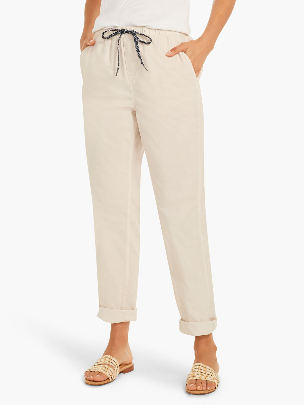 Cotton Poplin Relaxed Ankle Pant