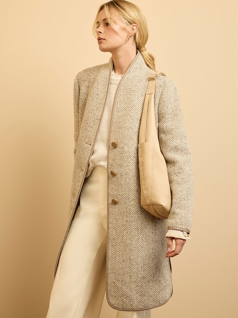 Herringbone Wool Blend Top Coat