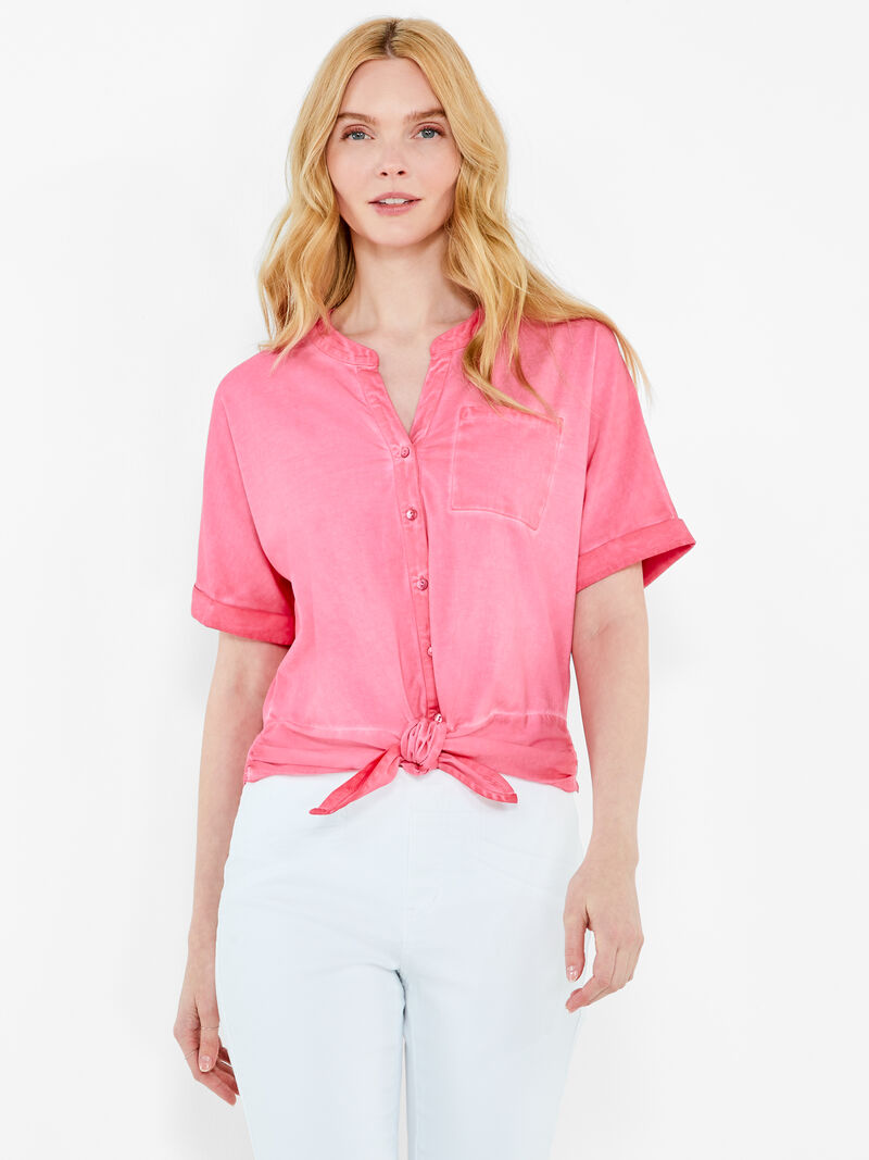 Woman Wears NZT Short Sleeve Button Tie Front image number 1