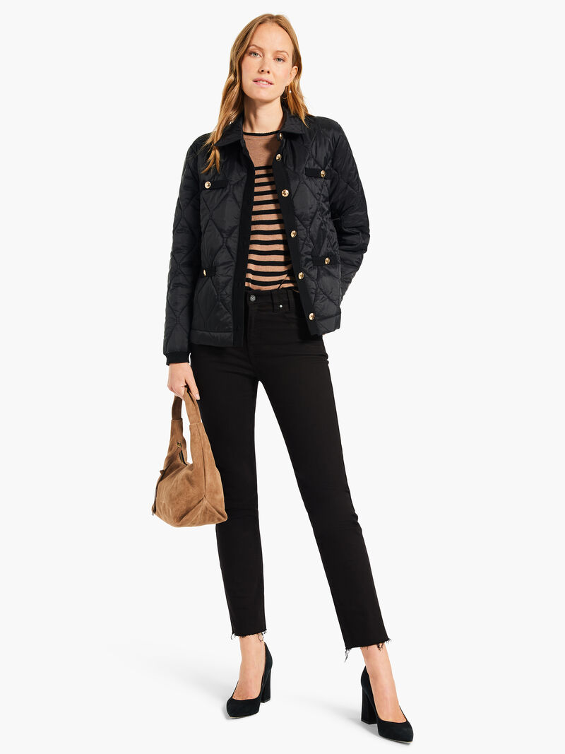 Woman Wears Knit Trim Puffer Jacket image number 5