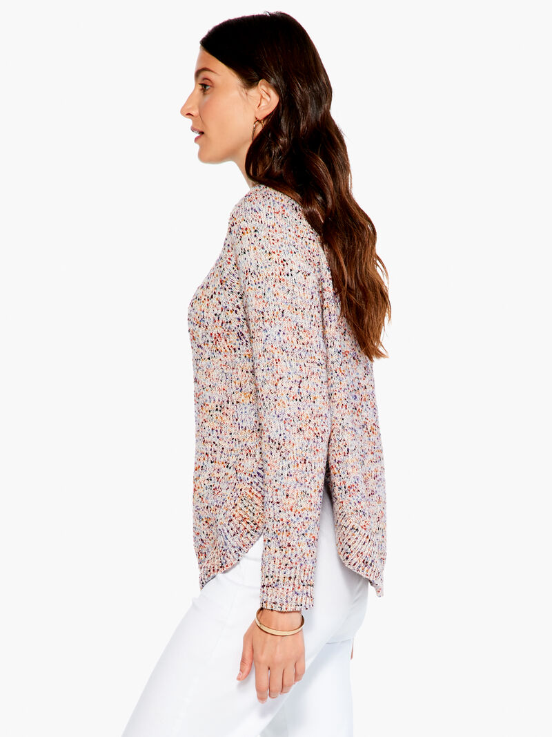 Woman Wears Speckled Sunrise Sweater image number 1