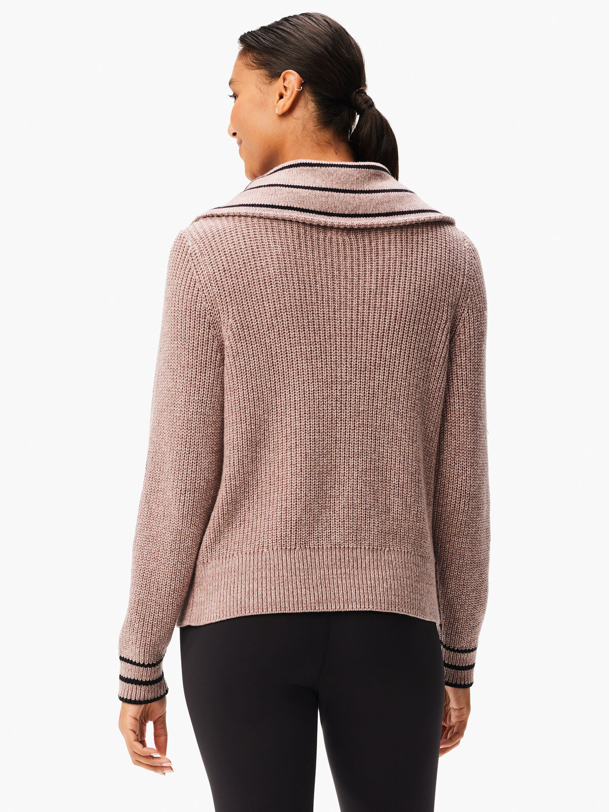 Stripe Detail Zip Front Sweater