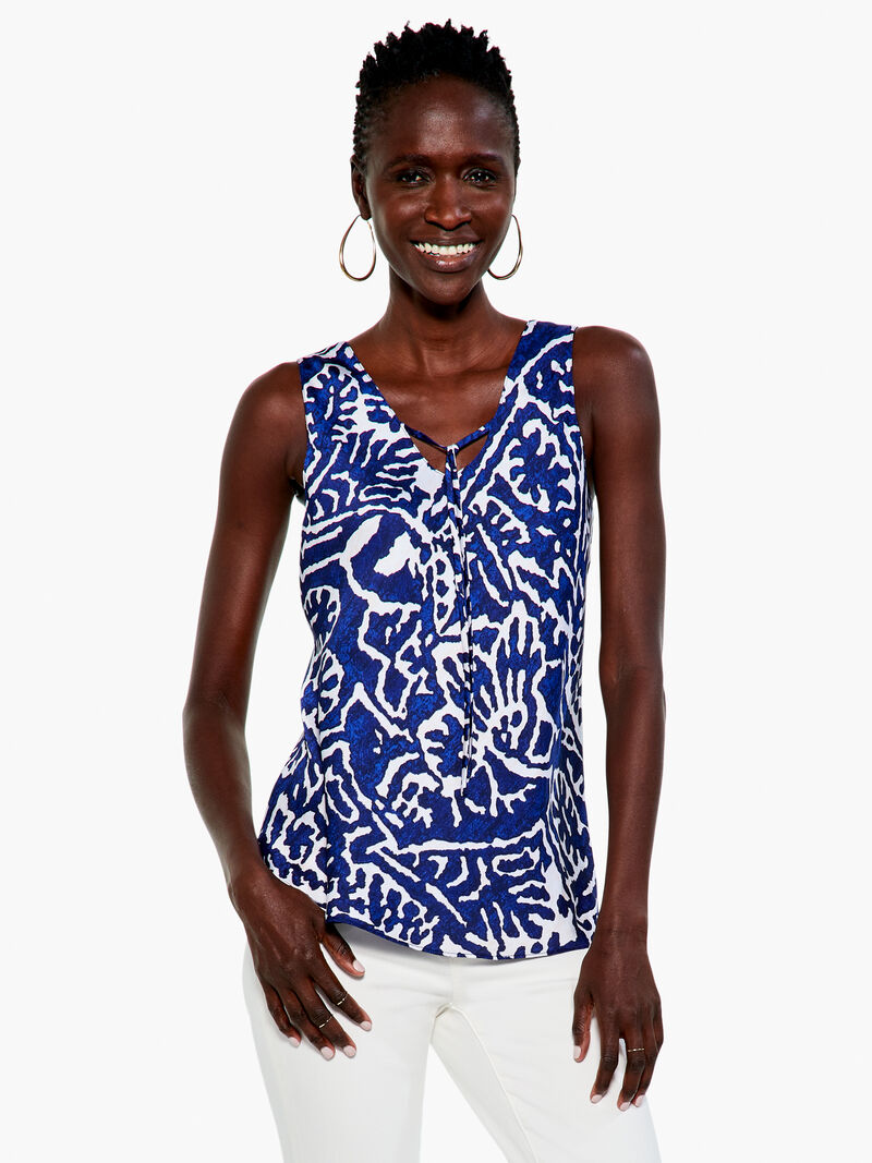Woman Wears Indigo Stamp Tank image number 0