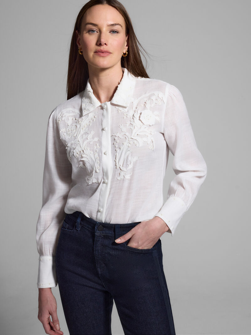 Woman Wears Embellished Shirt image number 0