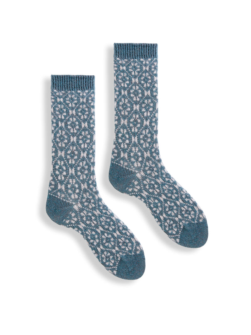 Woman Wears Lisa B - Aster Flower Crew Sock image number 0