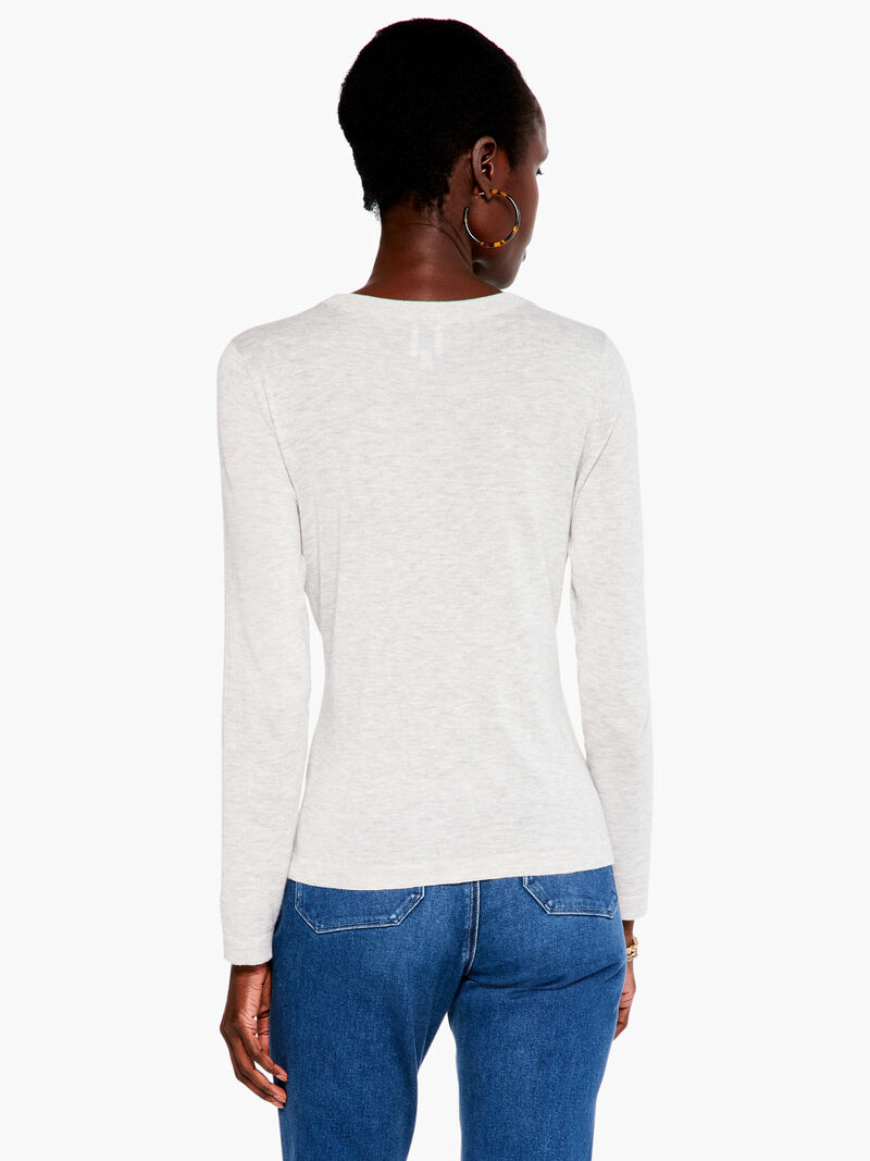 Woman Wears Crew Neck Long Sleeve Sweater Tee image number 2