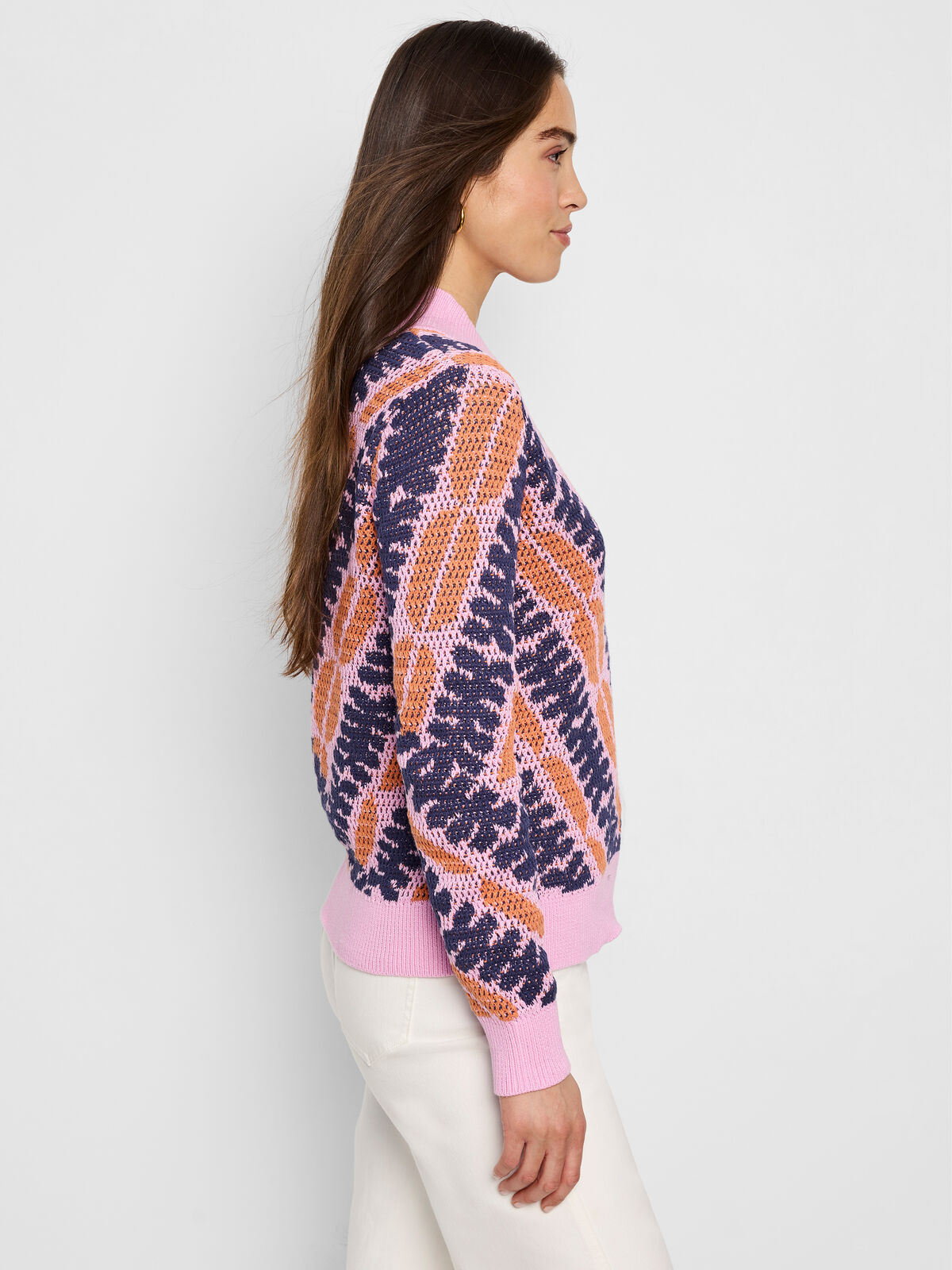 Jacquard Mesh Squiggle Sweater