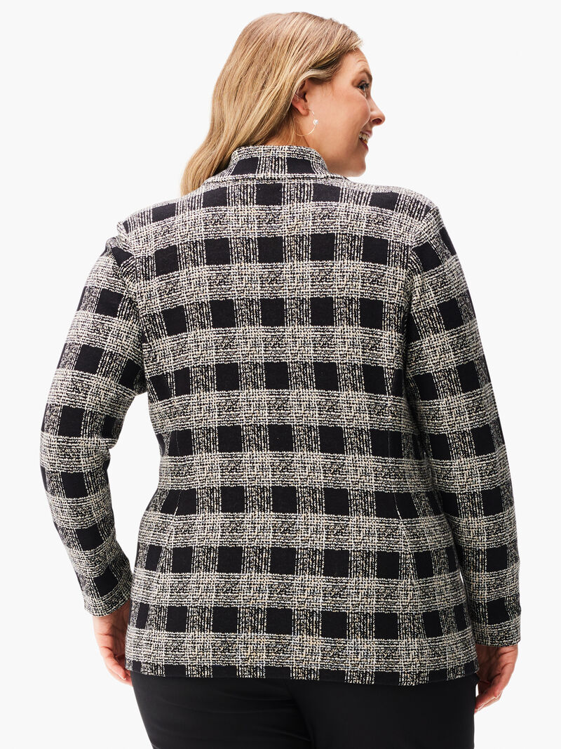 Woman Wears Perfectly Plaid Knit Blazer image number 2