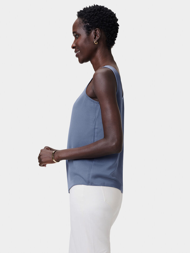 Woman Wears Satin Chiffon Scoop Tank image number 1