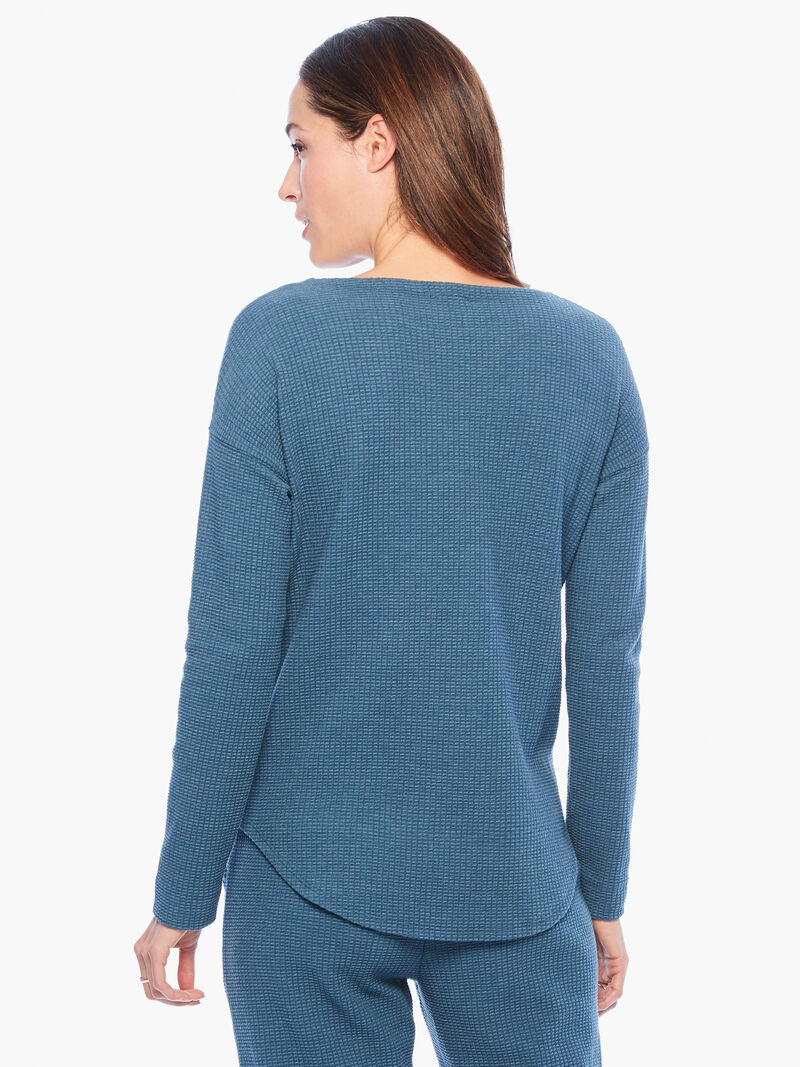 Woman Wears Lilla P - Textured Waffle Long Sleeve Boat Neck image number 2