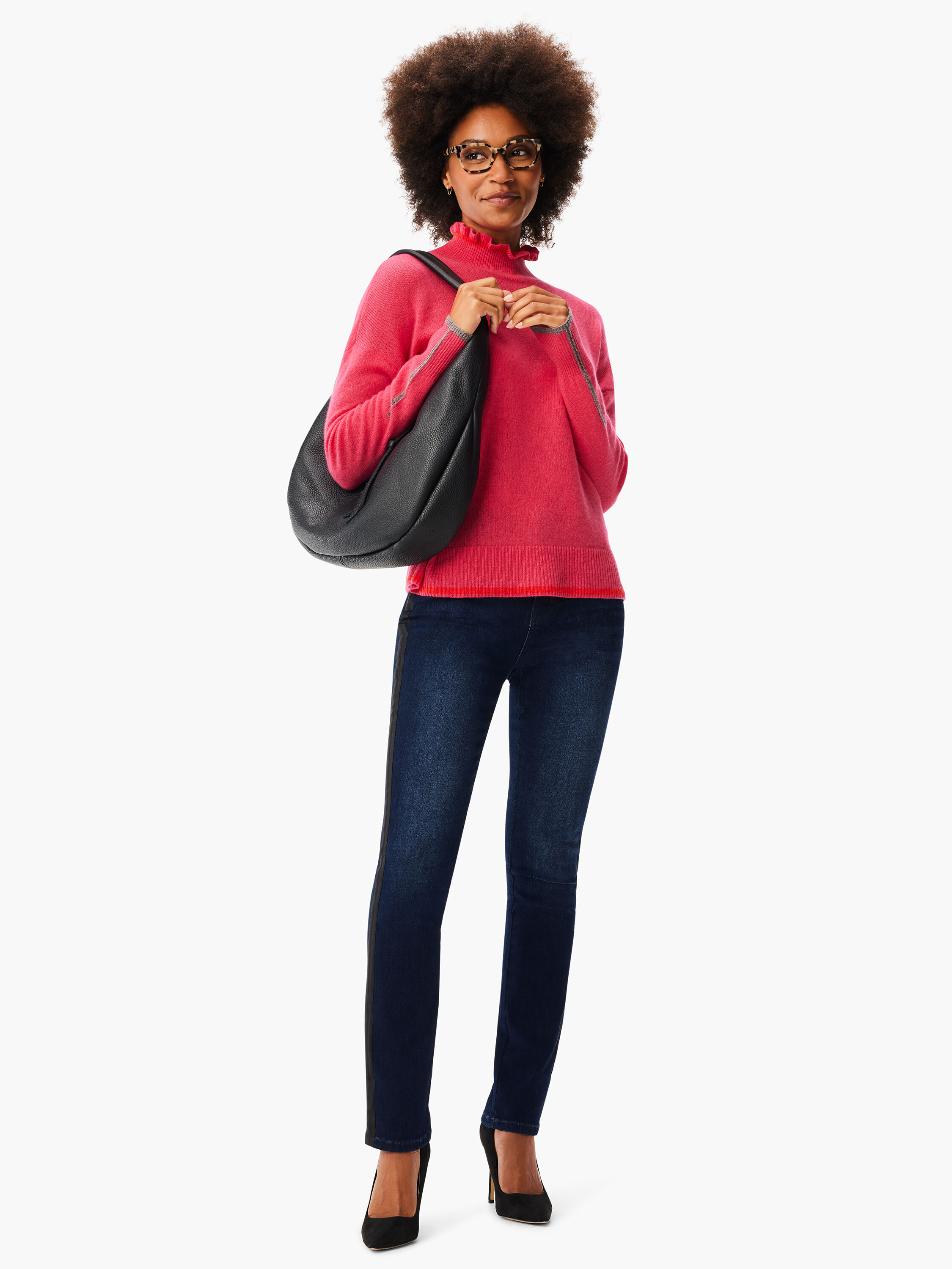 Ruffled discount turtleneck sweater