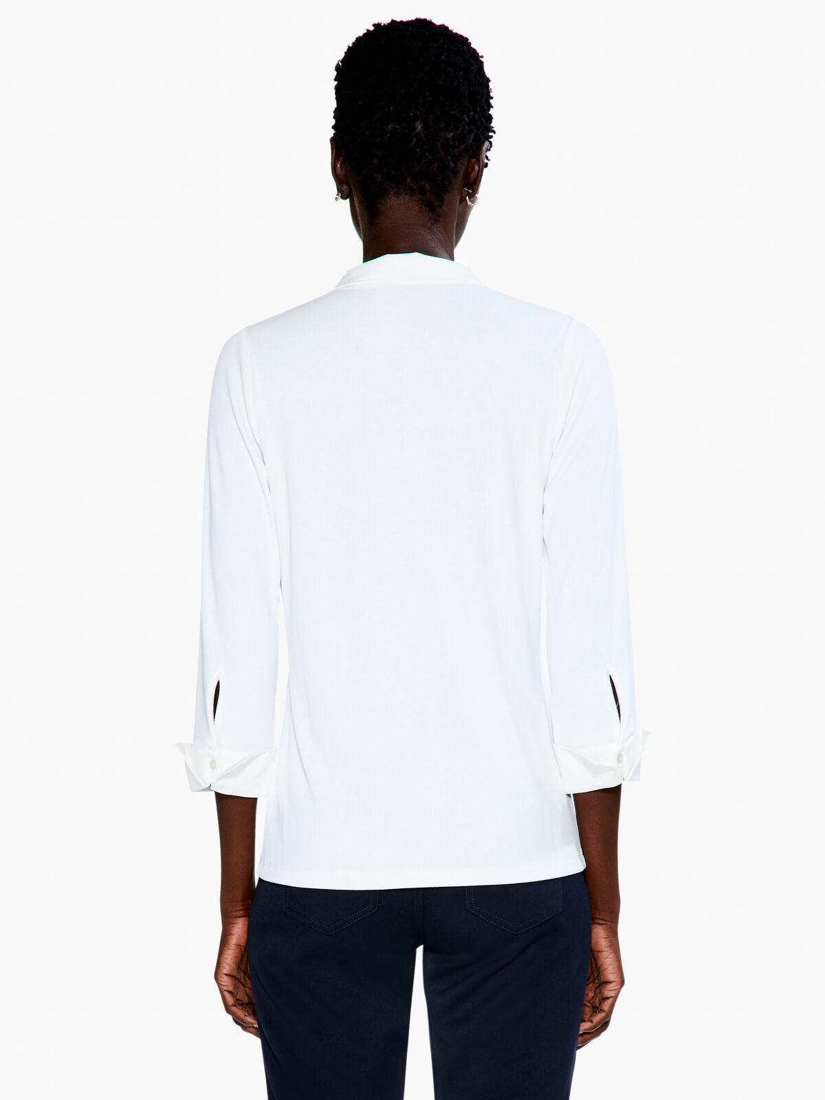 Drapey Rib Collared Top