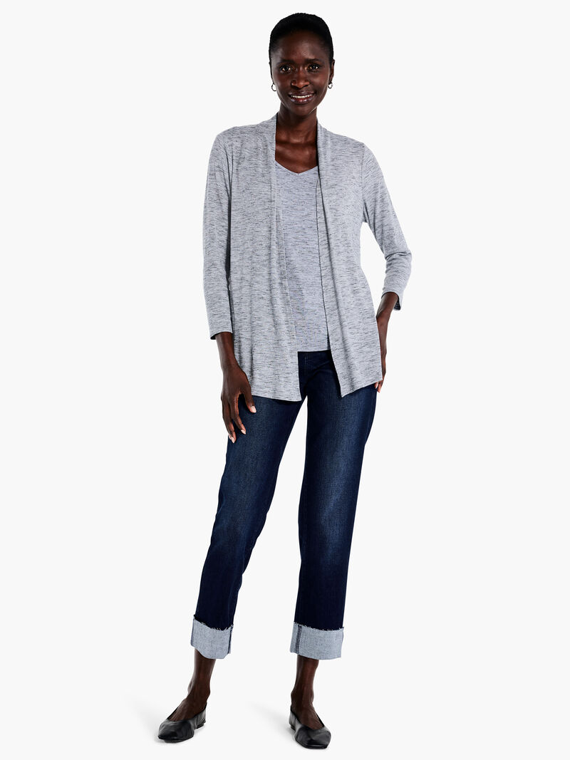 Woman Wears Pocket Drapey Rib Cardigan image number 3
