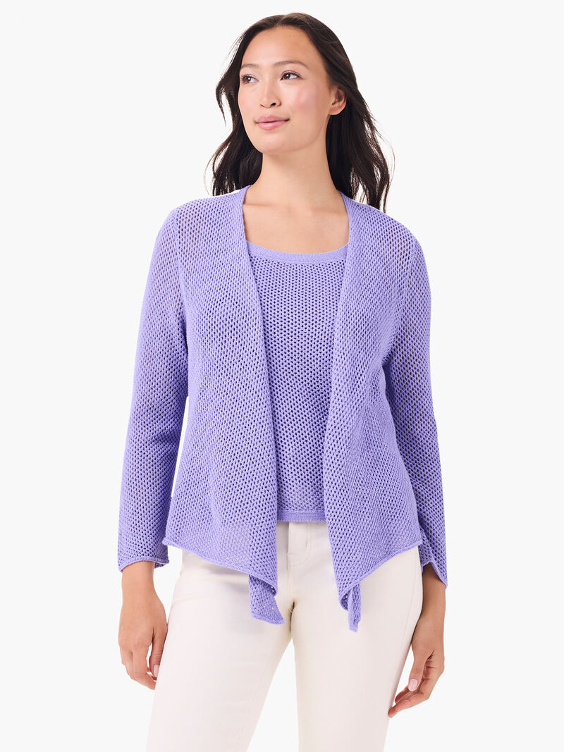 Woman Wears Mesh 4-Way Cardigan image number 0