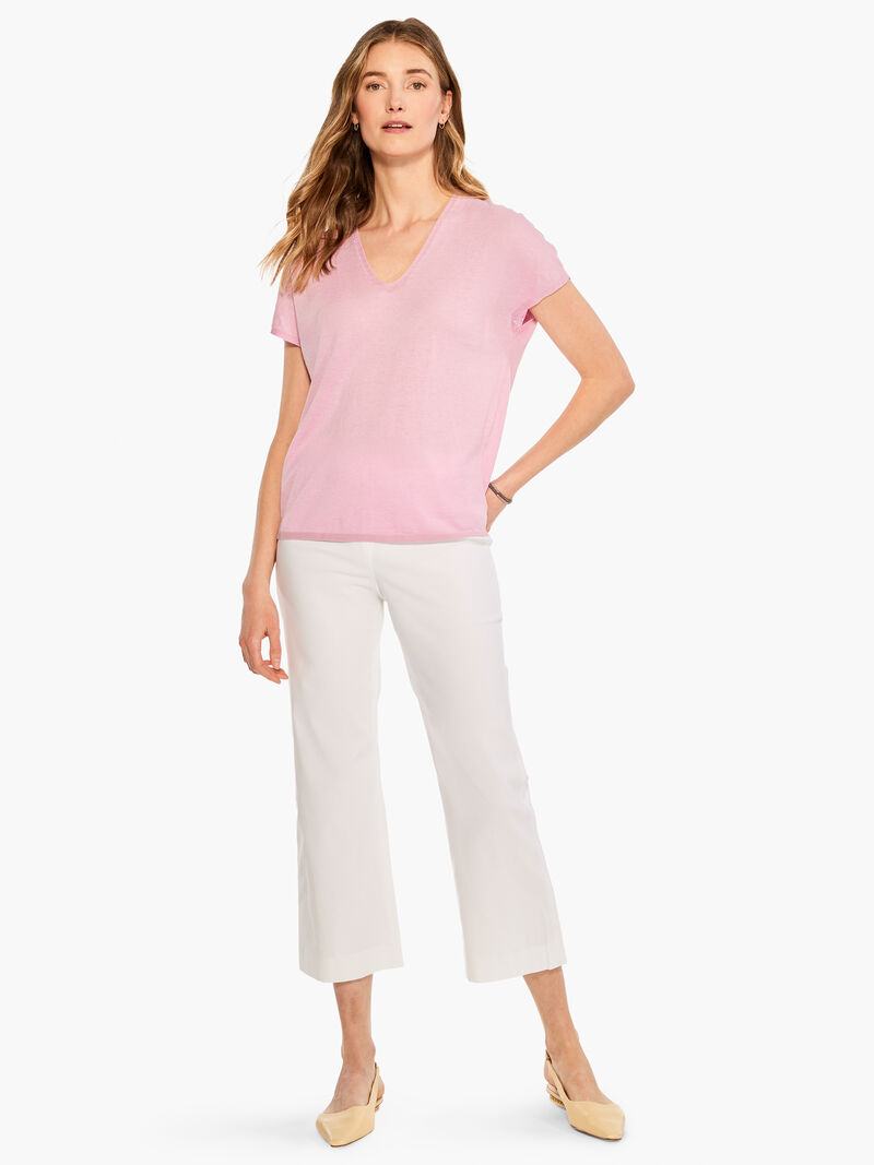 Woman Wears Relaxed V Sweater Tee image number 3
