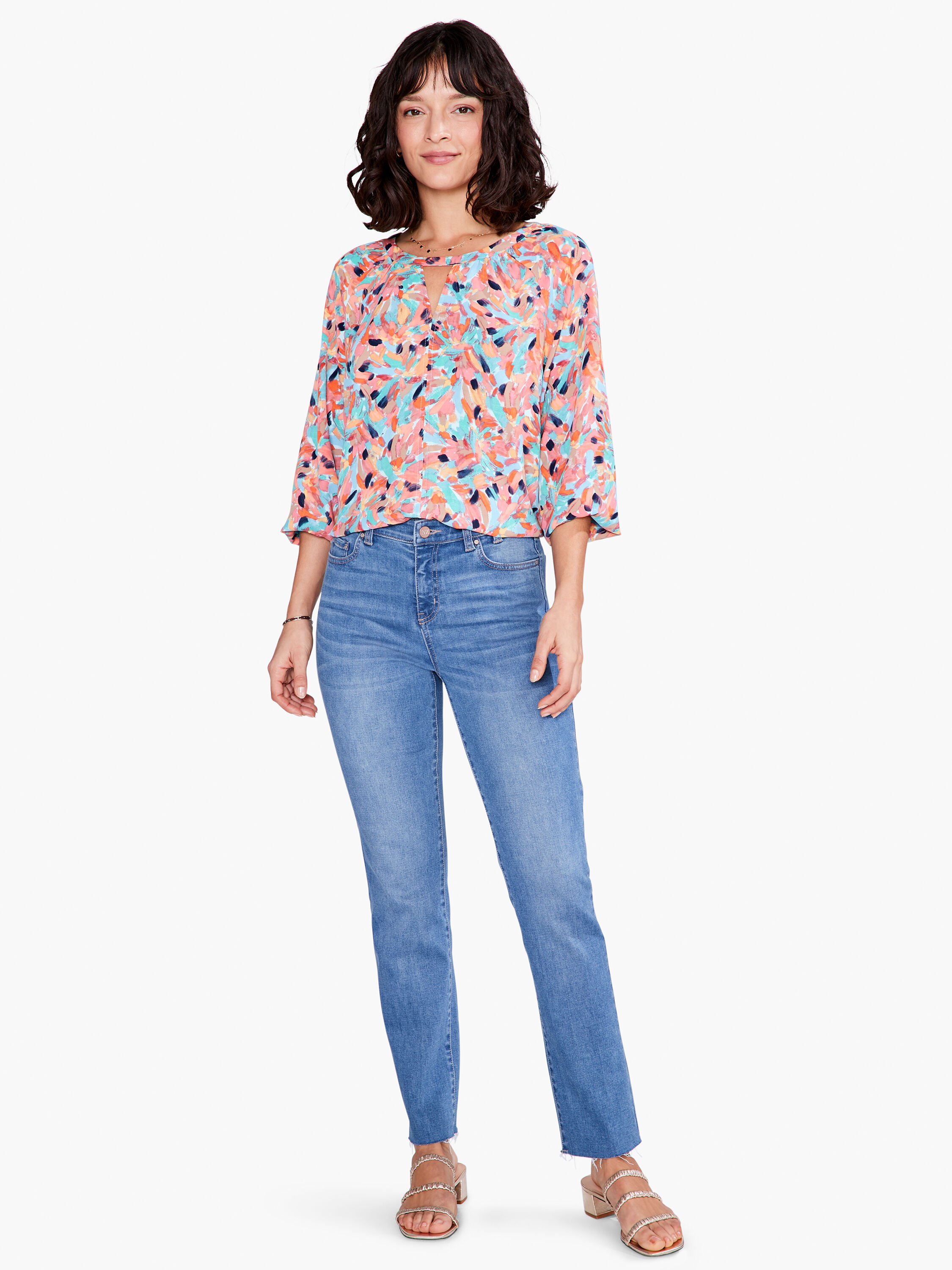 (取寄) ニックゾー レディース ペタル ブルーム トップ NIC+ZOE women Petal Bloom Top Blue Multi NIC+ZOE Women's Petite Petal Bloom TOP, Blue Multi at Amazon