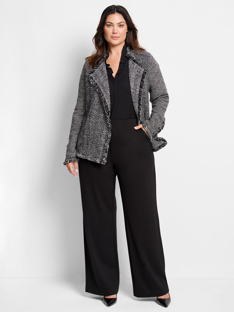 Woman Wears 30.5" Lenox Wide Leg Drapey Knit Pant image number 1