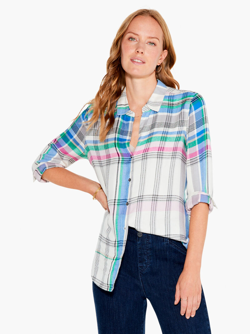 Woman Wears Here To There Plaid Shirt image number 0