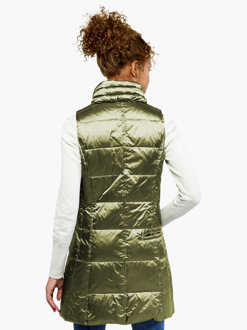 Woman Wears Anorak Long Down Filled Vest image number 2
